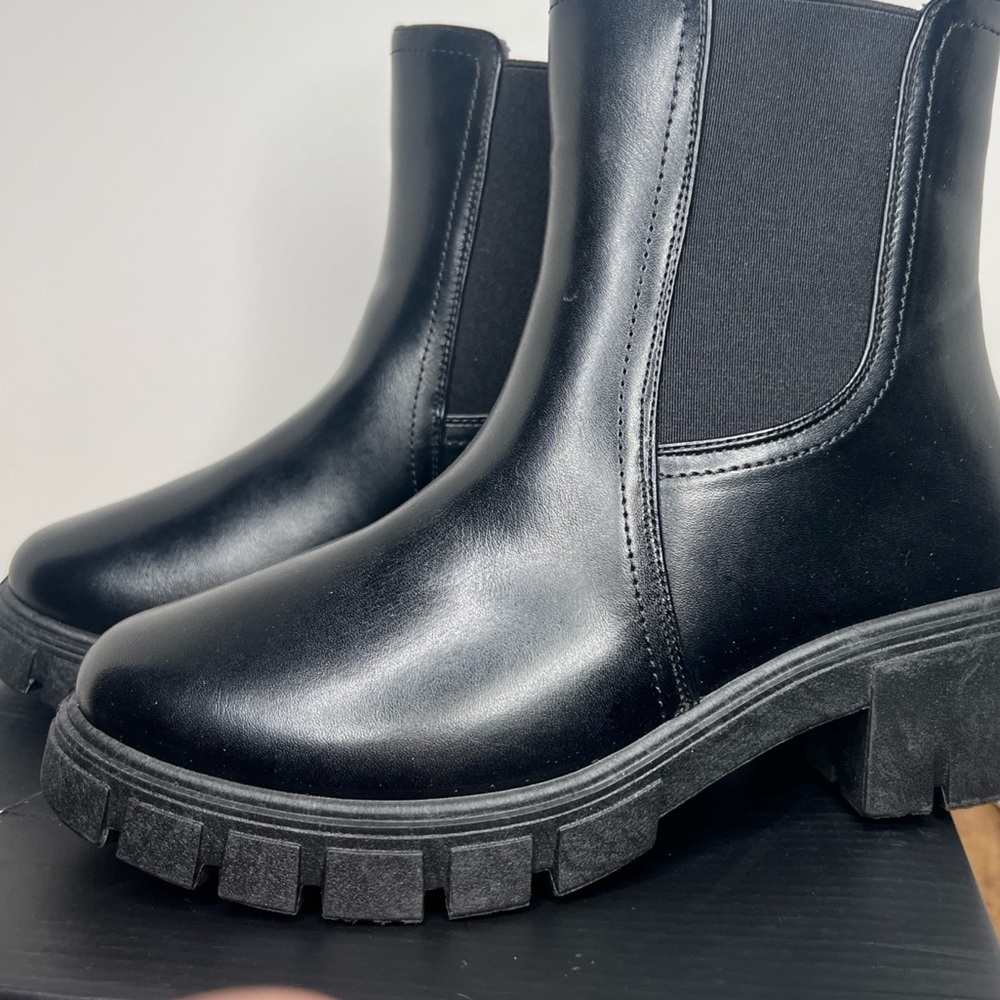 Fashion Nova Leave It In The Past Booties - Black Combat Boots Pull On